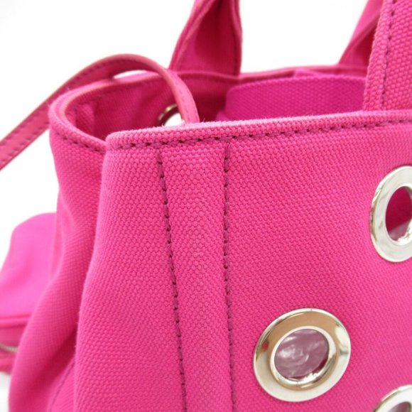 AUTHENTIC PRADA Canapa Tote Bag crossbody 2 way canvas Pink - Picture 9 of 12